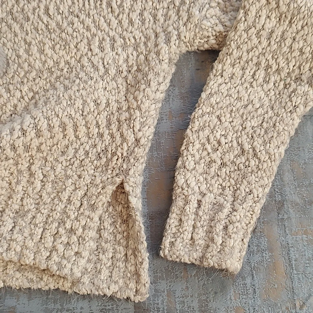 Yes LoLa Hooded Chunky Loose Knit Sweater w/ Pom poms/Size XS - Picture 3 of 9